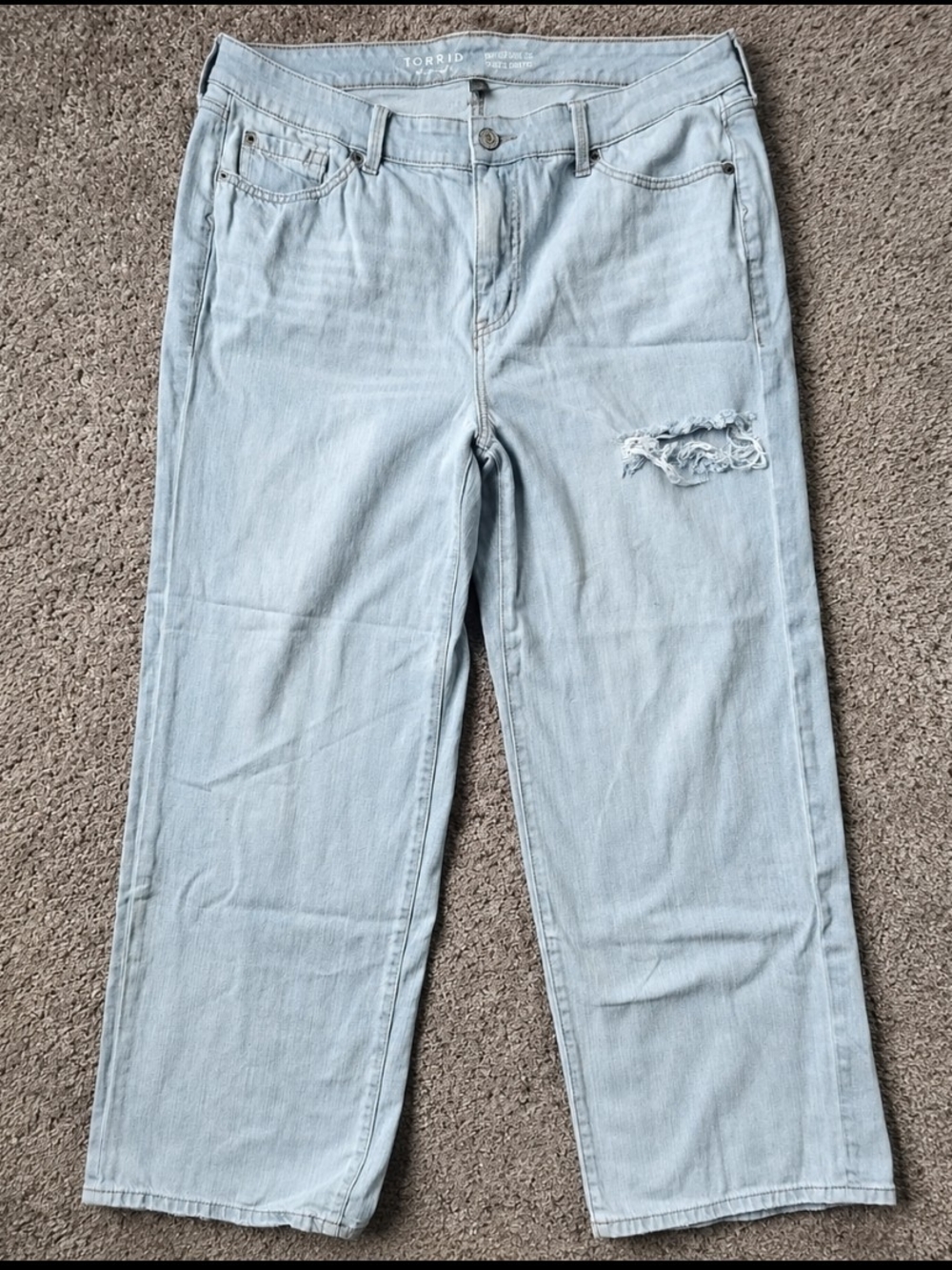 Torrid Perfect Wide Leg Jeans Womens 14R High Rise Vintage Stretch Distressed